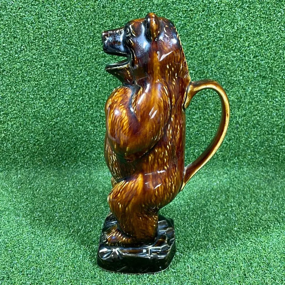 Vintage Russkaya Vodka Ceramic Bear Decanter Pitcher